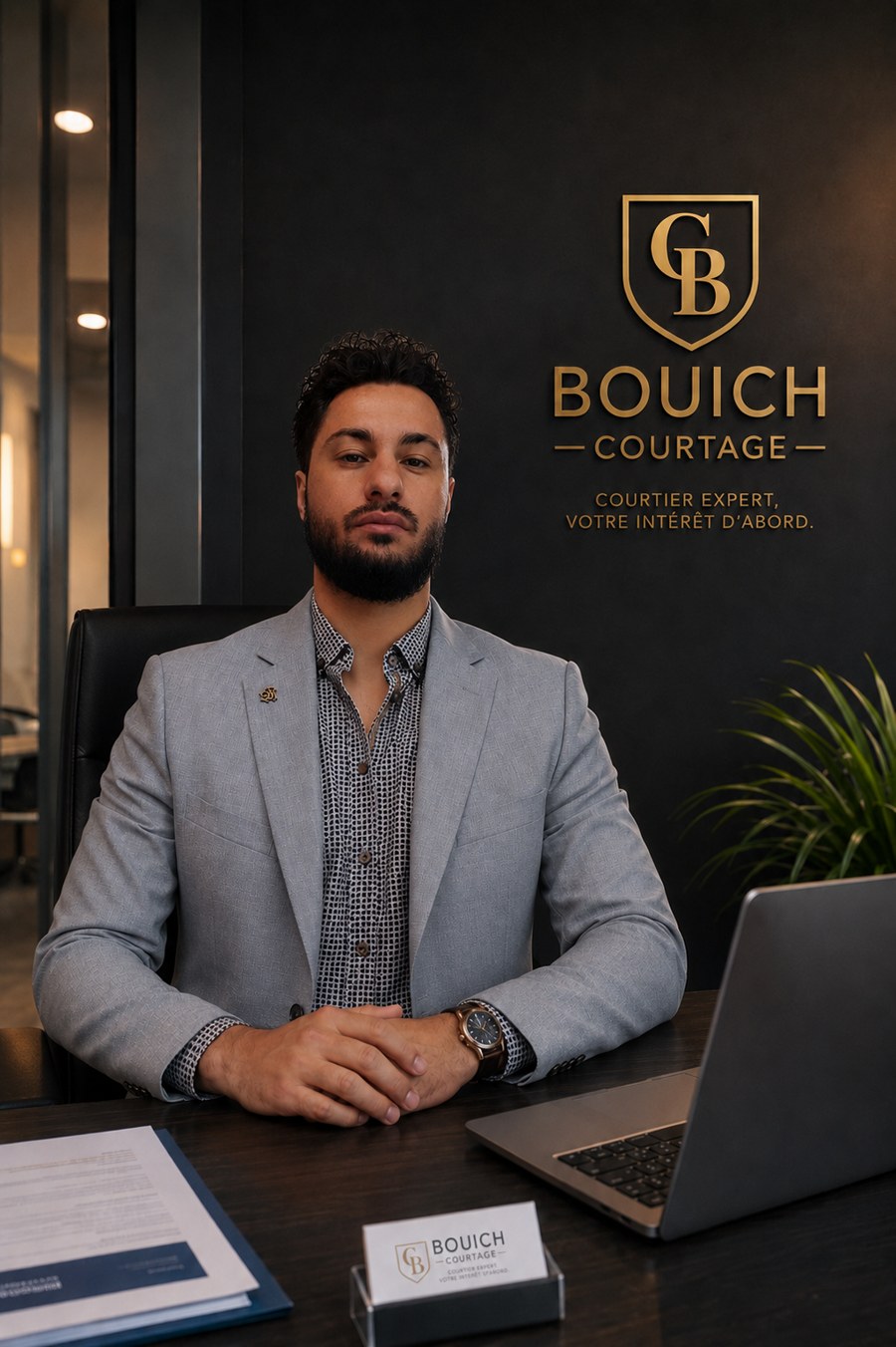 Loris Bouich, courtier en assurance indépendant, dans son bureau